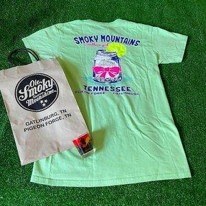 Pigeon Forge Smoky Mountain Tennessee Souvenir Bag, Shot Glass & T-Shirt Size S